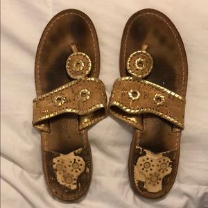 Size 9 Cork and Gold Jack Rogers
